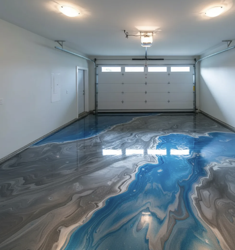 Turquoise metallic garage